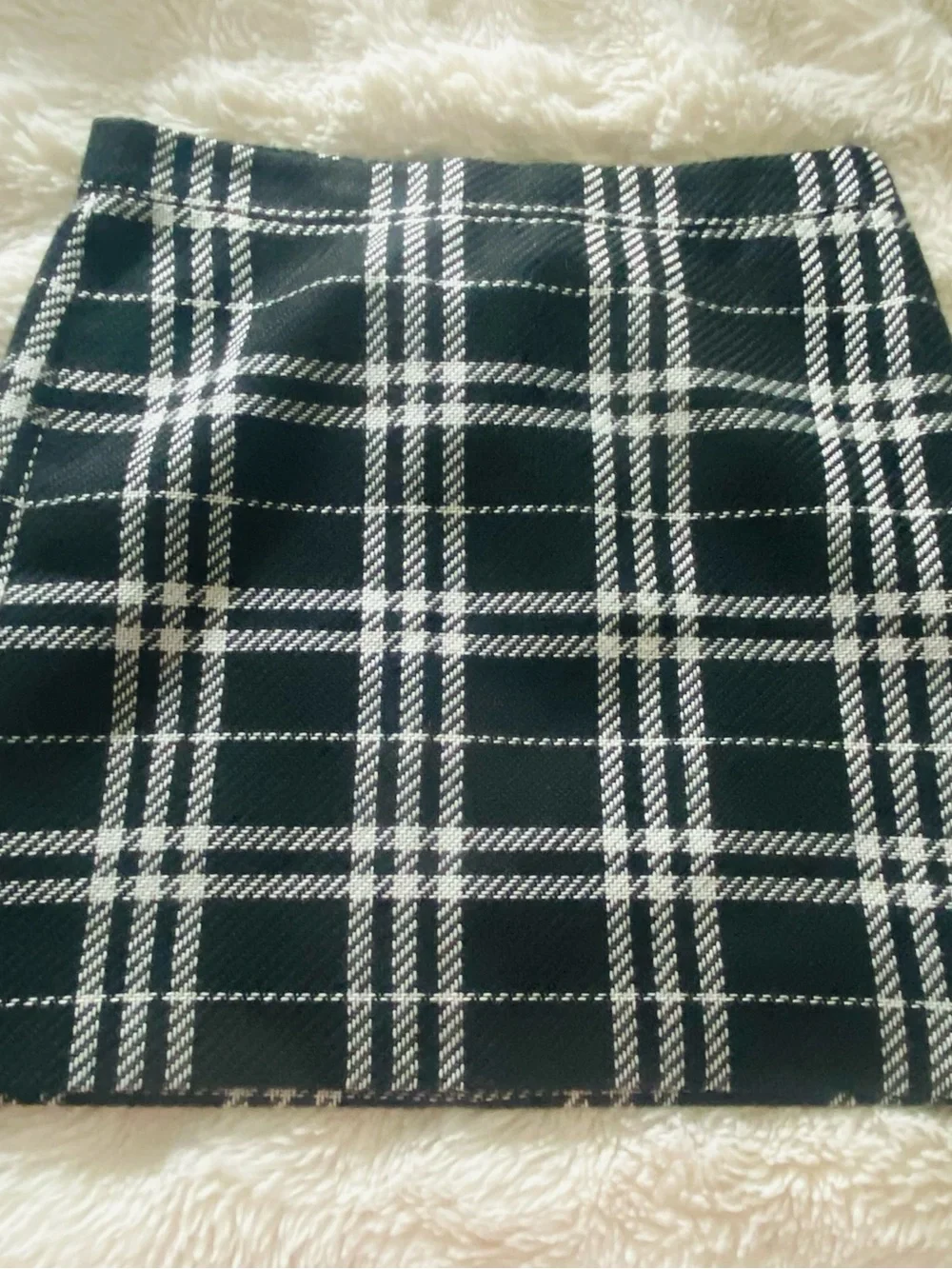 J. Crew Black and White Plaid Mini Skirt